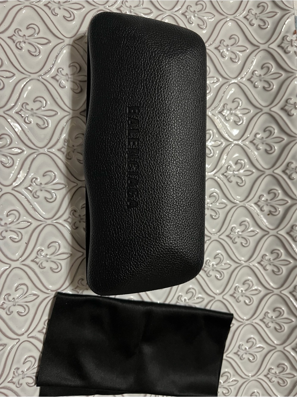 Balenciaga Black Textured Sunglasses Case with Soft Cloth